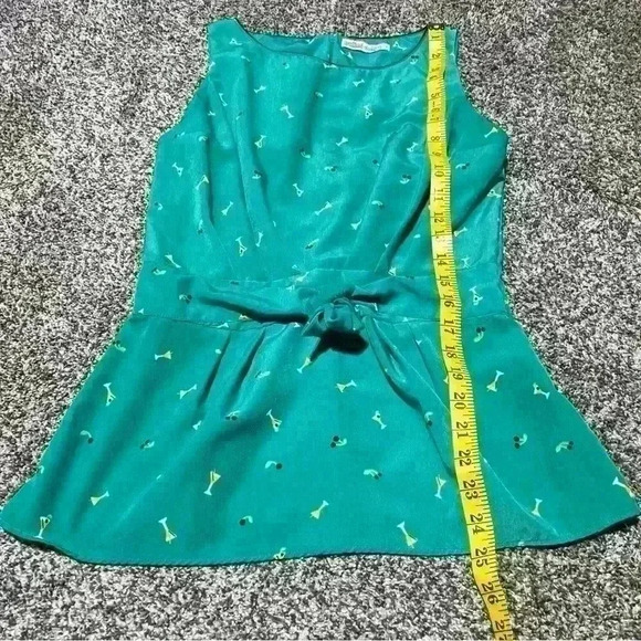 trollied dolly Mod Cloth Size Small Retro Blouse Peplum Martini Glasses - Picture 2 of 8